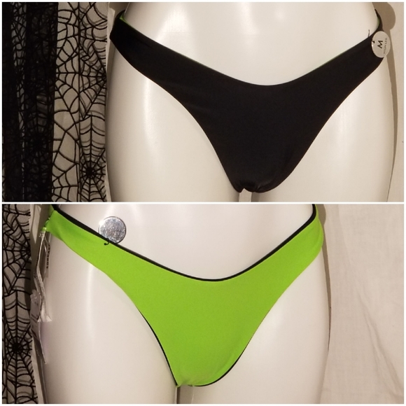 Forever 21 Other - BNWT FULLY REVERSIBLE BIKINI BOTTOM BLK NEON GREEN